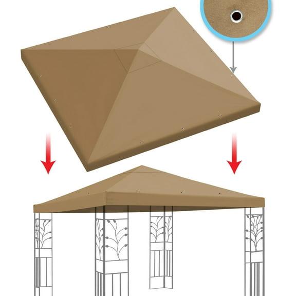 SUNNY 10x10 FT Gazebo Replacement Canopy Top Single Tier Canopy Top Cover (Tan)