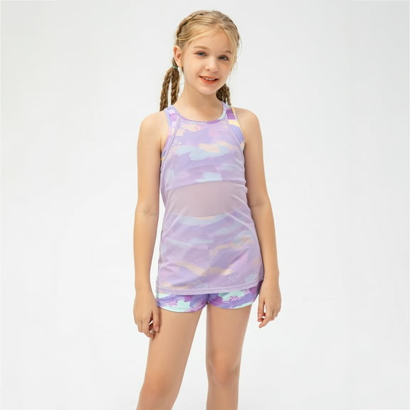 BULLPIANO Girls Cute Crop Tops Sleeveless Crew Neck Camis Shirts Racerback Casual Cute Dance Top