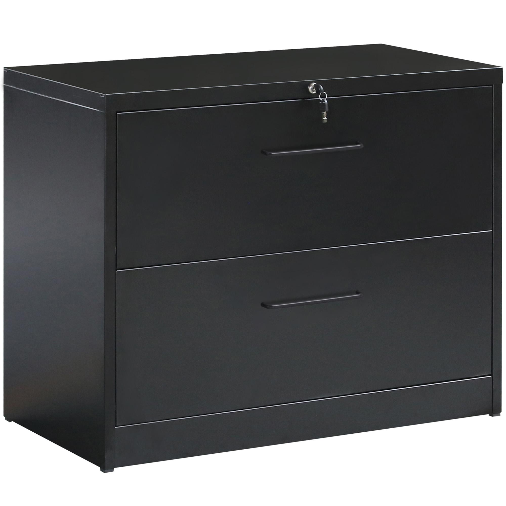 Horizontal File Cabinet Anti Tilt Structure More File Space Office Lock Design 2 Drawers Black Walmart Com Walmart Com