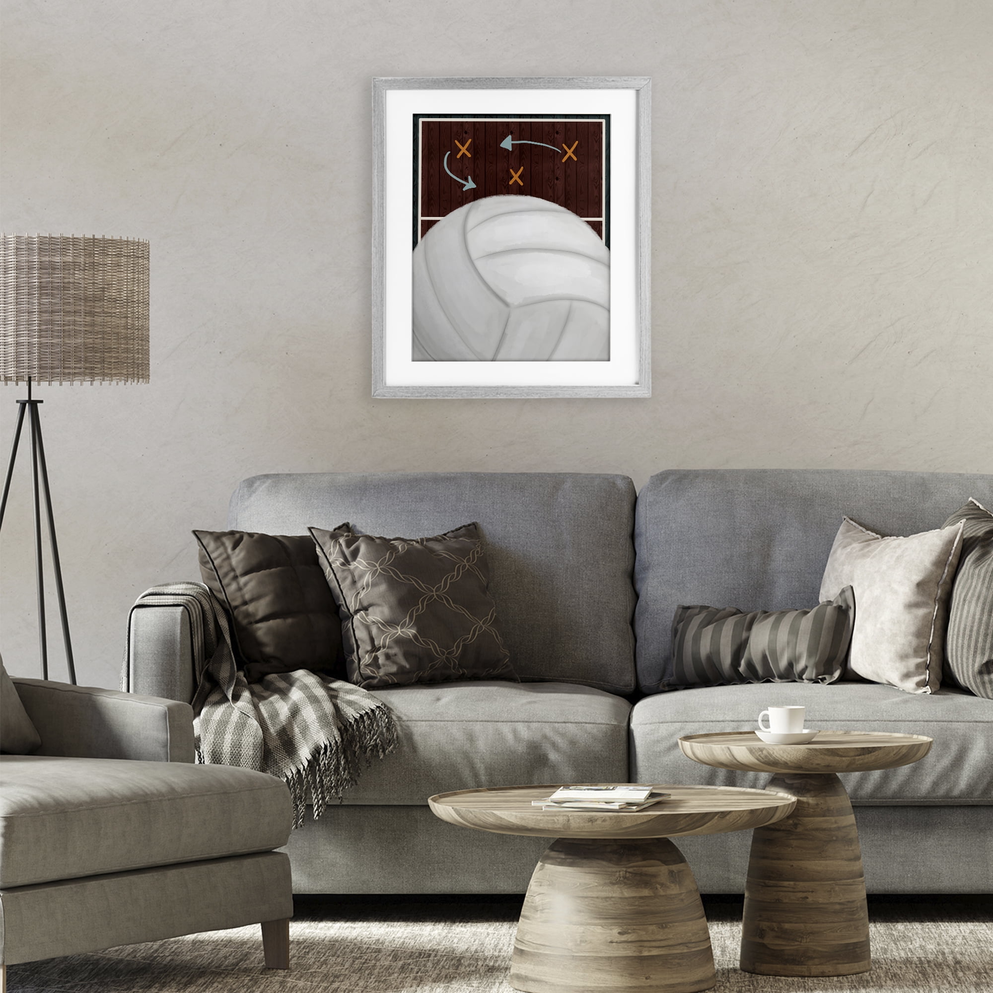 Stupell Industries Volleyball Court Tactics Gray Framed Print Under Glass, design by Jennifer Stith