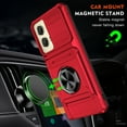 thumbnail image 3 of Case Designed for Motorola Moto G Stylus 5G 2025, Hybrid Back Case with Ring Stand & Hidden Card Slot & Support Magnetic Car Mount Shockproof Fall-Protection Slim Phone Cover for Galaxy A36 5G, Red, 3 of 7