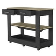 thumbnail image 6 of Nmkwnr 2 Drawers Kitchen Cart with 2 Shelves and Wheels, Wood Top Kitchen Island for Dining Room, Bar, Black+Brown, 6 of 7