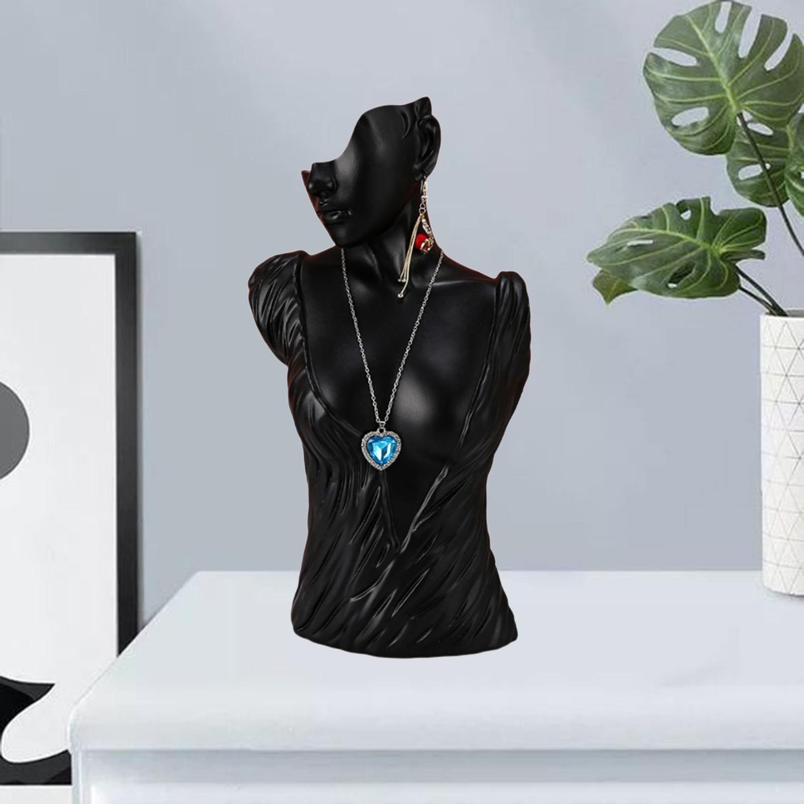 Mannequin Resin Jewelry Display Stand Necklace Bust Earring Pendant Rack S Black S Black 25X13X11cm