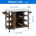 thumbnail image 4 of Dextrus Wood Grill Cart with Stainless Steel Table, Outdoor Grill Table with Wheels & Storage, Brown, 4 of 9