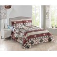thumbnail image 1 of Juego de cama de colcha occidental cosida con edredón rústico a rayas del suroeste con patrones tribales nativos americanos beige, marrón, burdeos, turquesa, Colorado (Full/Queen), 1 of 1