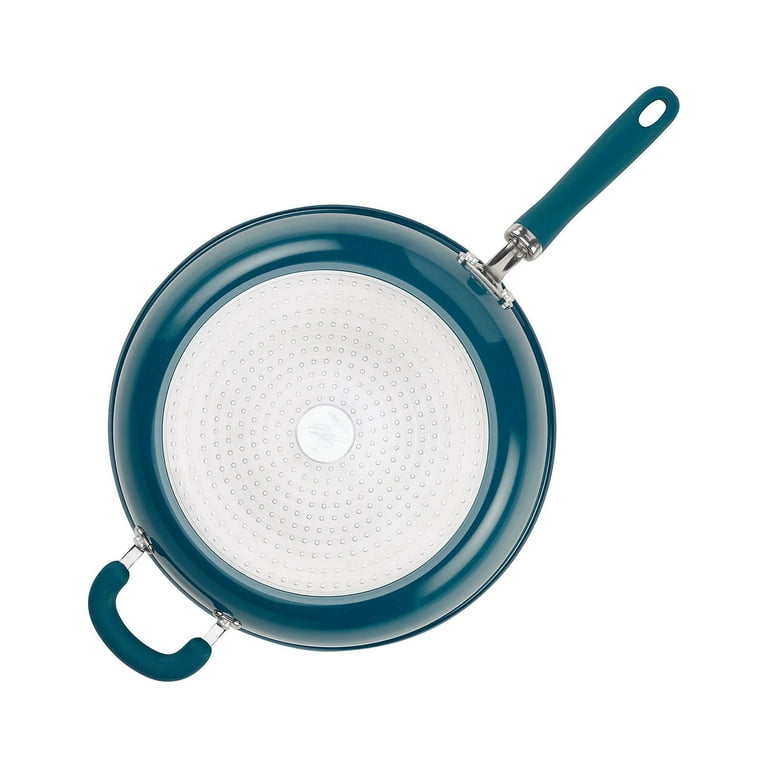 Rachael Ray 10 in. Aluminum Nonstick Skillet Create Delicious in Red Shimmer with Glass Lid