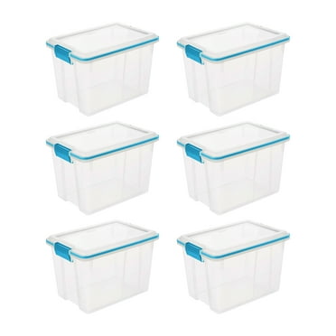 Sterilite 20 Qt Gasket Box, Stackable Storage Bin with Latching Lid, 6 Pack