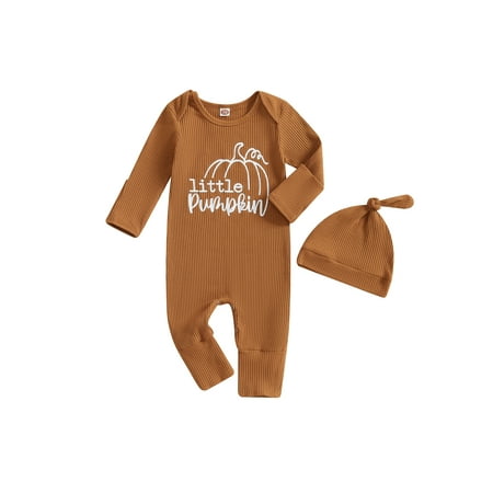 

Bmnmsl Baby Boy Girl Halloween Outfit Letter Print Long Sleeve Romper Hat