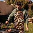 thumbnail image 4 of Orange and Brown Leopard Pattern Apron-Garden Aprons for Women with Pockets-Cotton Linen Waterproof Kitchen Cooking Gardening Aprons Adjustable for Kitchen,Cooking,BBQ and Salon 33x27 Inch, 4 of 7