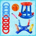 thumbnail image 1 of PVC Inflatable Water Basketball Hoop & Ring Toss Set for Kids (7-14) & Adults - Includes 1 Hoop, 8 Cross-Shaped Rings, Hand Pump - 57x52cm - Enhances Coordination, Interactive Pool Games, Quick, 1 of 6