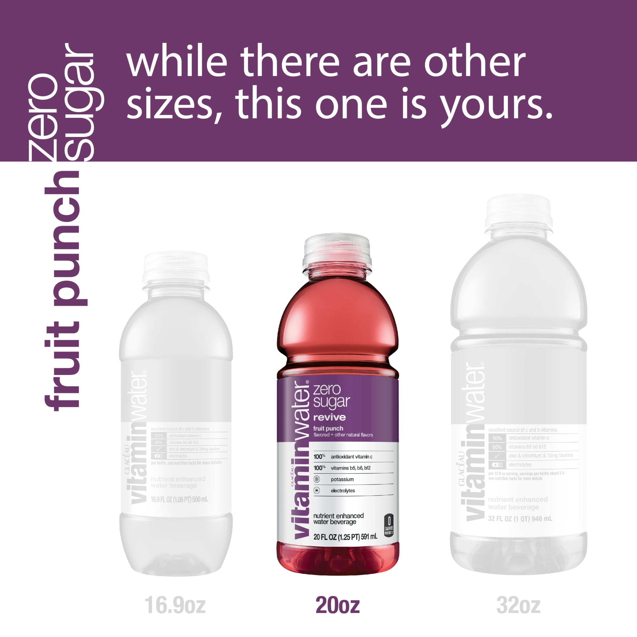 vitaminwater zero sugar reset, electrolyte enhanced water w/ vitamins, pineapple coconut drink, 20 fl oz