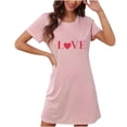 thumbnail image 1 of Amzcrzy Pyjamas pour Femmes Cadeaux de la Saint-Valentin pour Femmes Robe de Nuit Midi à Manches Courtes Col Rond Mode Cœur Graphique Robe de la Saint-Valentin, 1 of 2