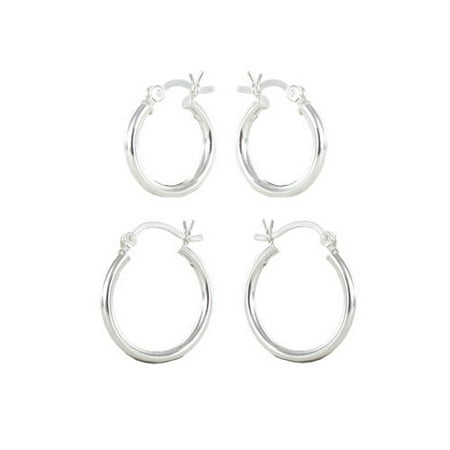 Unbranded Sterling Silver Small Hoop Earrings 2 Pairs Sterling Silver Small Hoop Earrings 2 Pairs