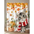 thumbnail image 4 of Fsddascl Orange Thanksgiving Shower Curtain Set - 72" x 78" Washable Bathtub Curtain with 12 Hooks, Fall Maple Leaves Cat Pumpkin Fall Waterproof Fabric Stall Shower Curtains for Bathroom/Bathtub, 4 of 6