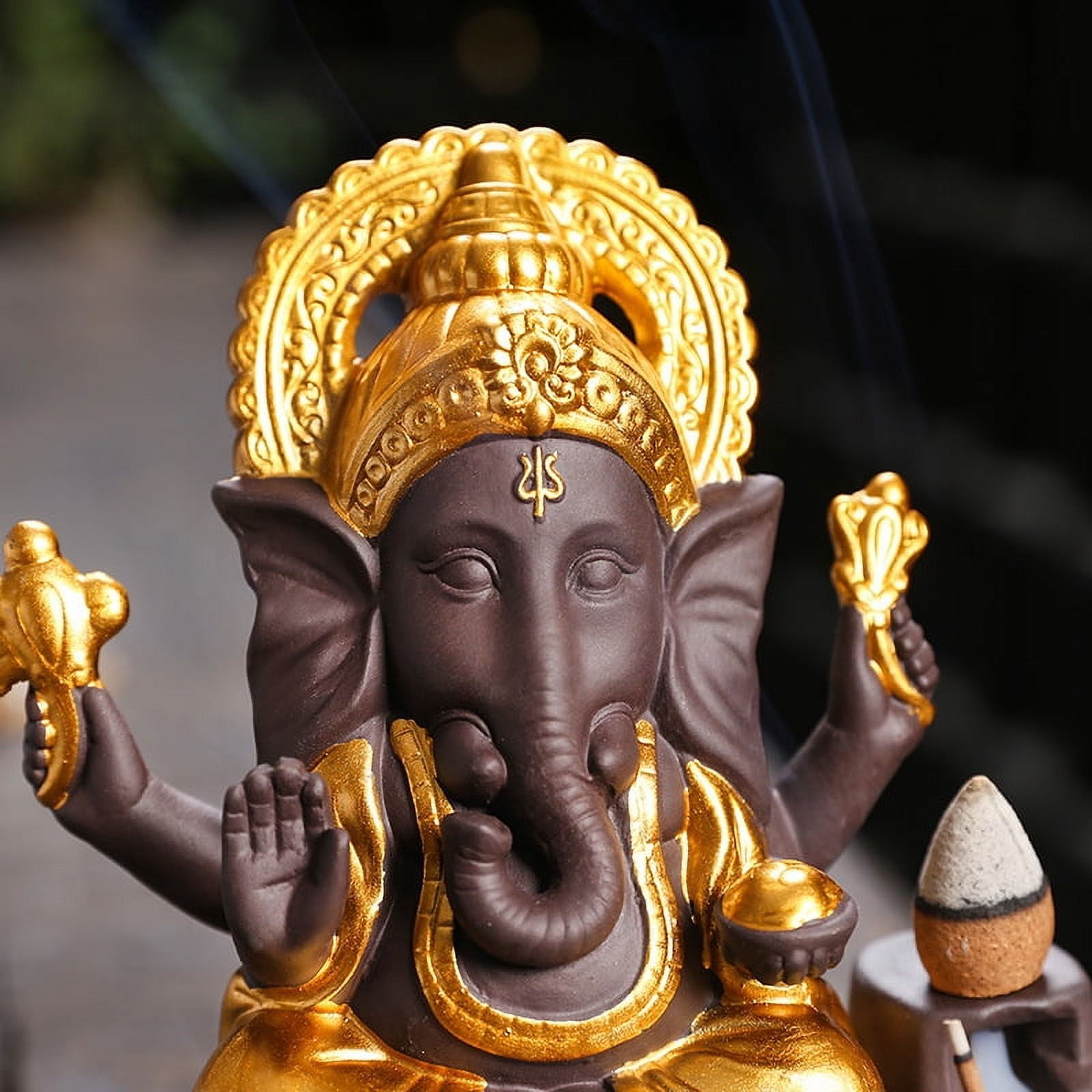 Creative Indian Elephant God Incense Burner Zen Buddha Incense Holder Smoke Waterfall Aromatherapy Censer Stove for Home Decorative