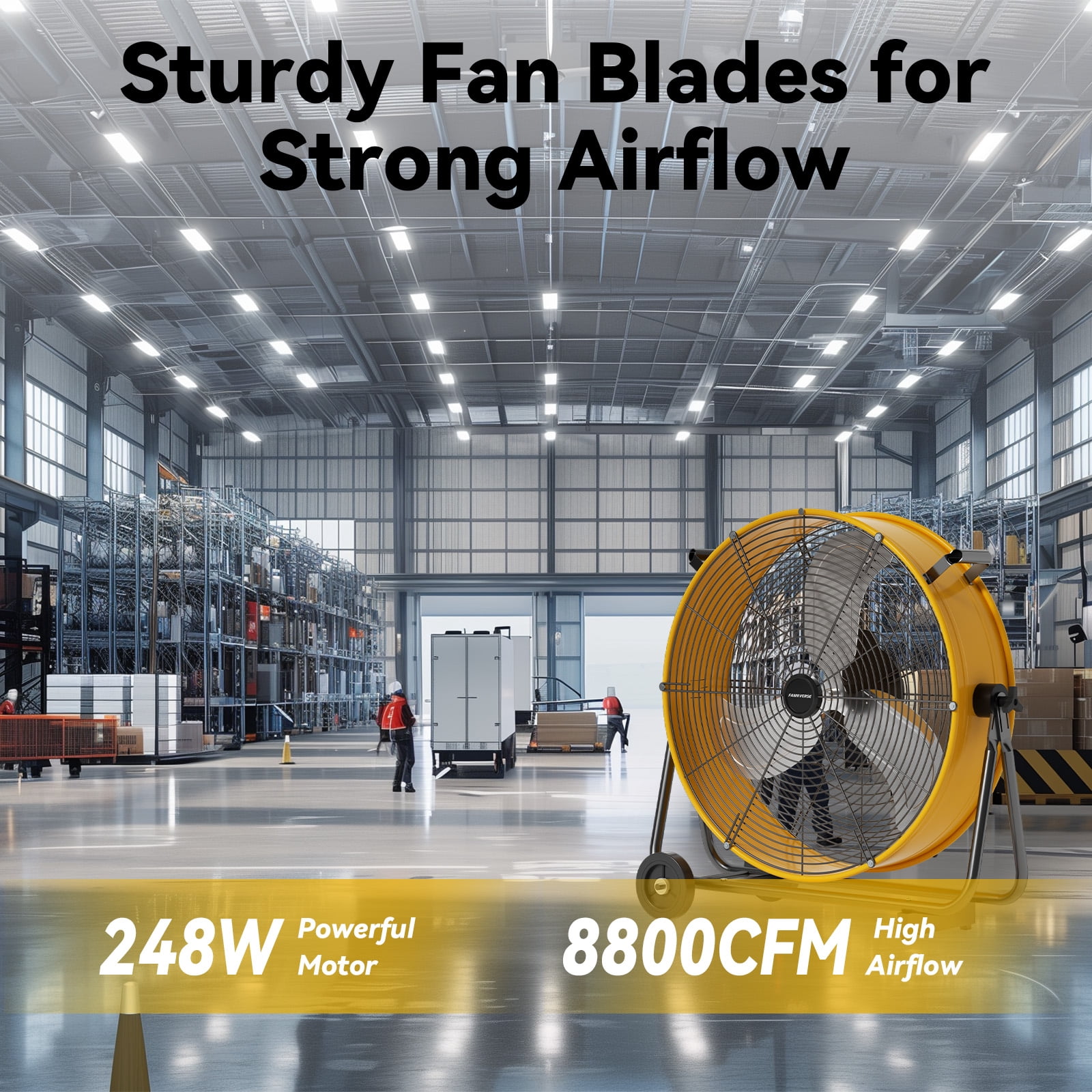 FANNIVERSE Pro Series 24 inch 3-Speed Oscillating Floor Fan