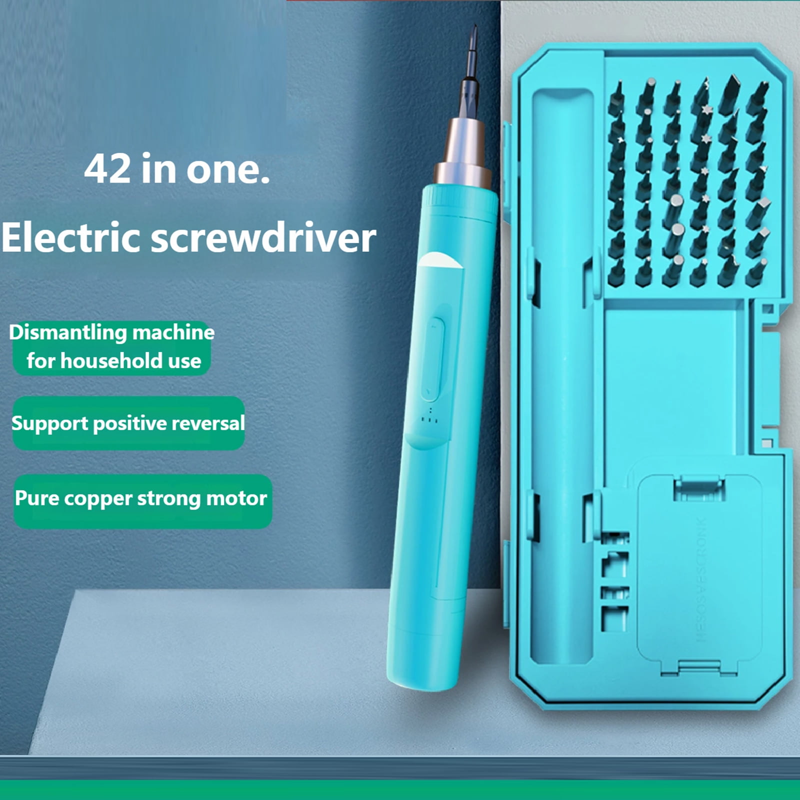Compactly Reversible Electric Screwdriver Set 42Pieces/set Bits for Efficient Home Office and Outdoor Repairs