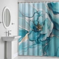 thumbnail image 5 of Abstract Marble Texture Shower Curtain for Bathroom Decor, Modern Blue Floral Waterproof Fabric Shower Curtain, 66"x72" Set with 12 Hooks, 5 of 9