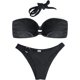 thumbnail image 2 of Trajes de baño Bandeau con Tirantes y Tirantes de Bikini con Abertura en el Frente y Anillo para Mujer Negro G Negro G Xishao ropa, 2 of 2