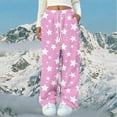 thumbnail image 2 of Womens Fleece Sleep Pajamas Pants Star Wide Leg Flannel Sleepwear Pants Winter Soft Lounge Trousers Pjs Pink, S, 2 of 4