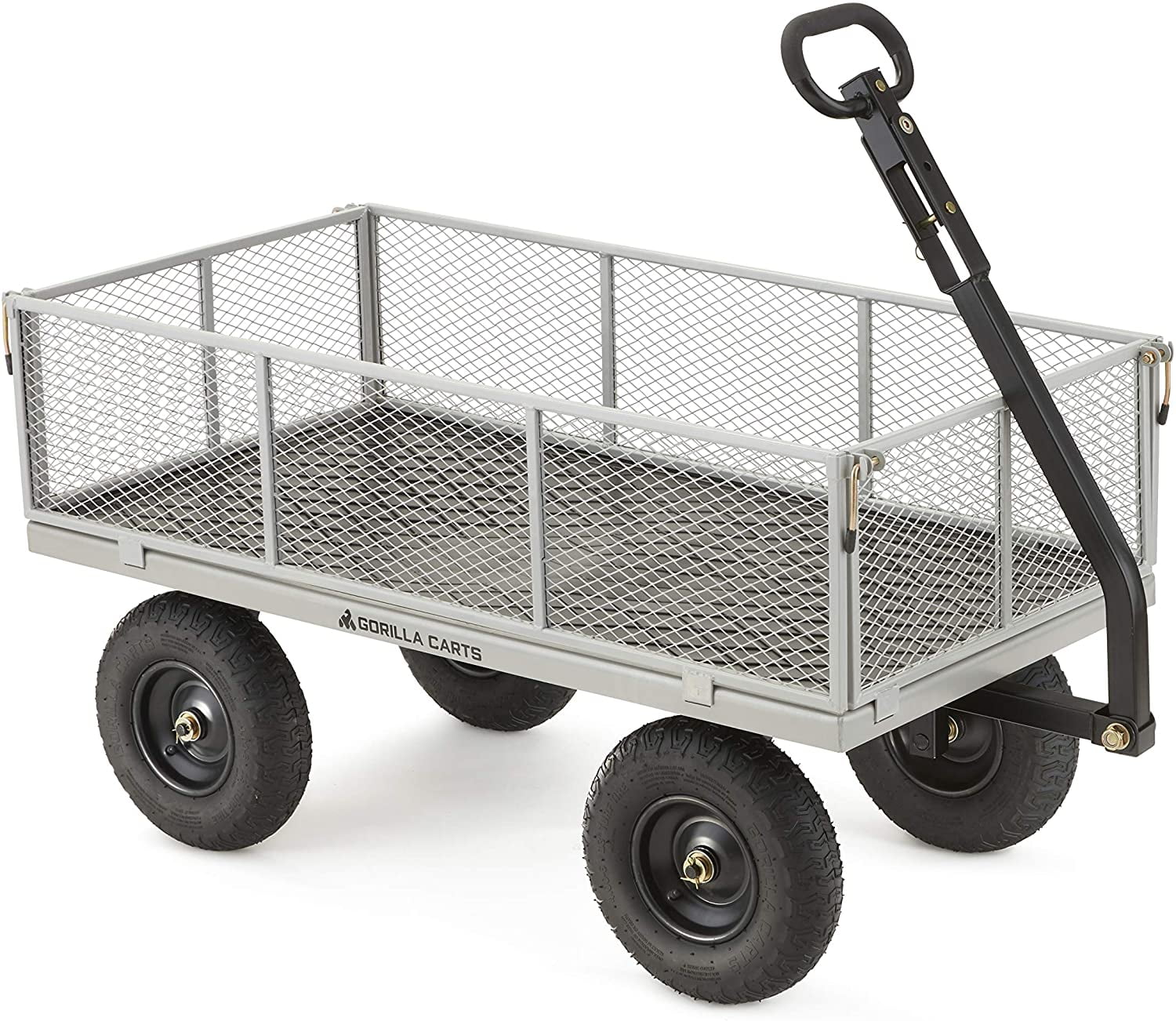 Gorilla Carts Utility Cart 1,000 lb Heavy-Duty Steel Removable Side Panels Yard 