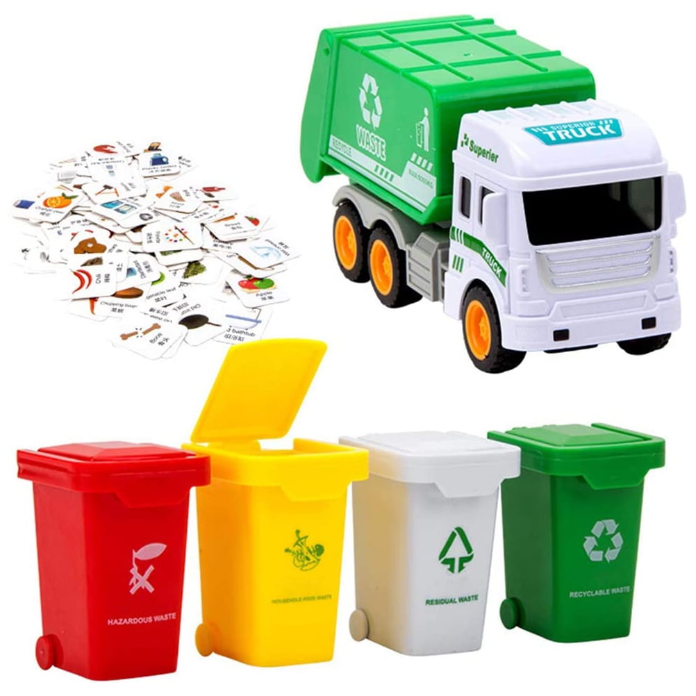 TureClos Garbage Truck Toy Waste Management Recycling Truck Toy Set