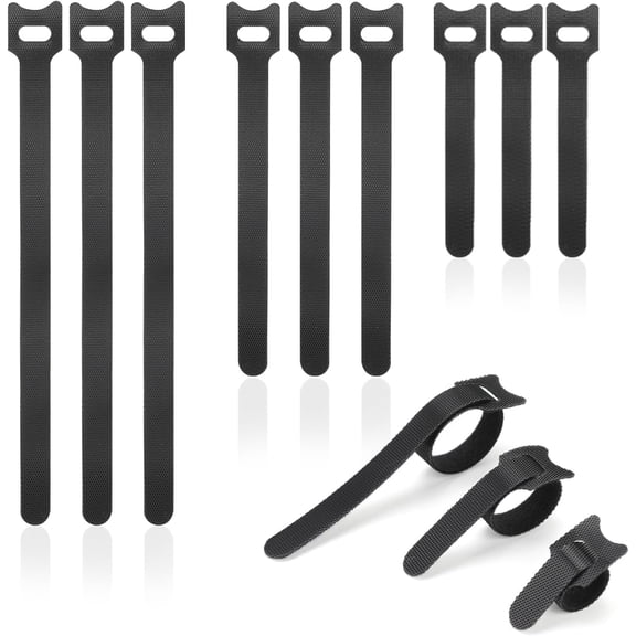 50 Reusable Cable Ties, Velcro Cable Straps 3 Different Sizes Adjustable Hook and Loop Cable Management Power Cord Storage Ties for Organizing Headphones Cords Data Cables Towls Pens Curtains (Black)