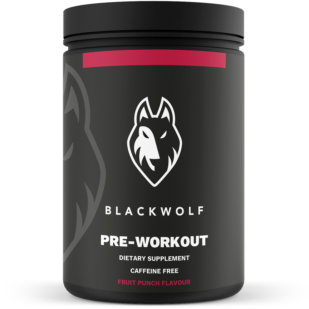 BlackWolf Fruit Punch Caffeine Free Pre Workout Powder, DMAE & Amino Acids, , 22 Servings