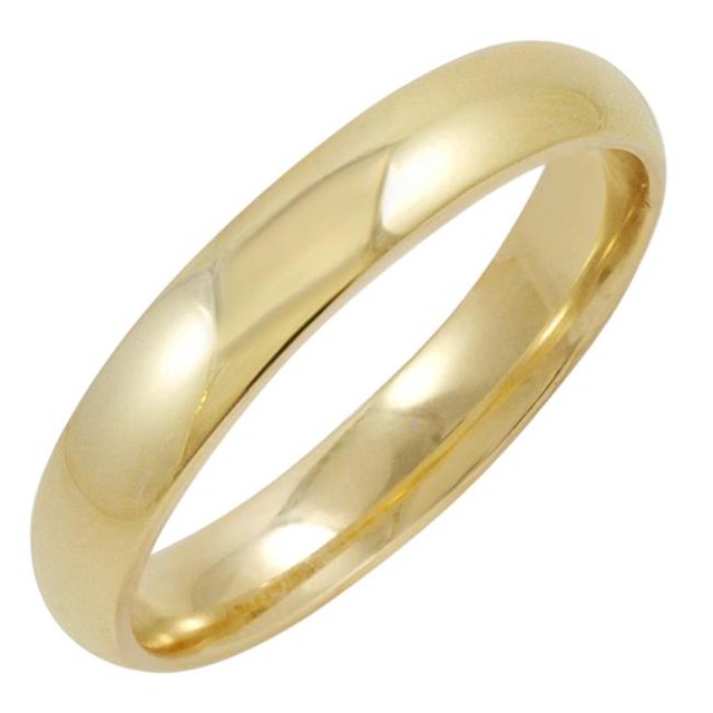 4mm Mens 10K Yellow Gold Comfort Fit Plain Wedding Band - Size 12.5