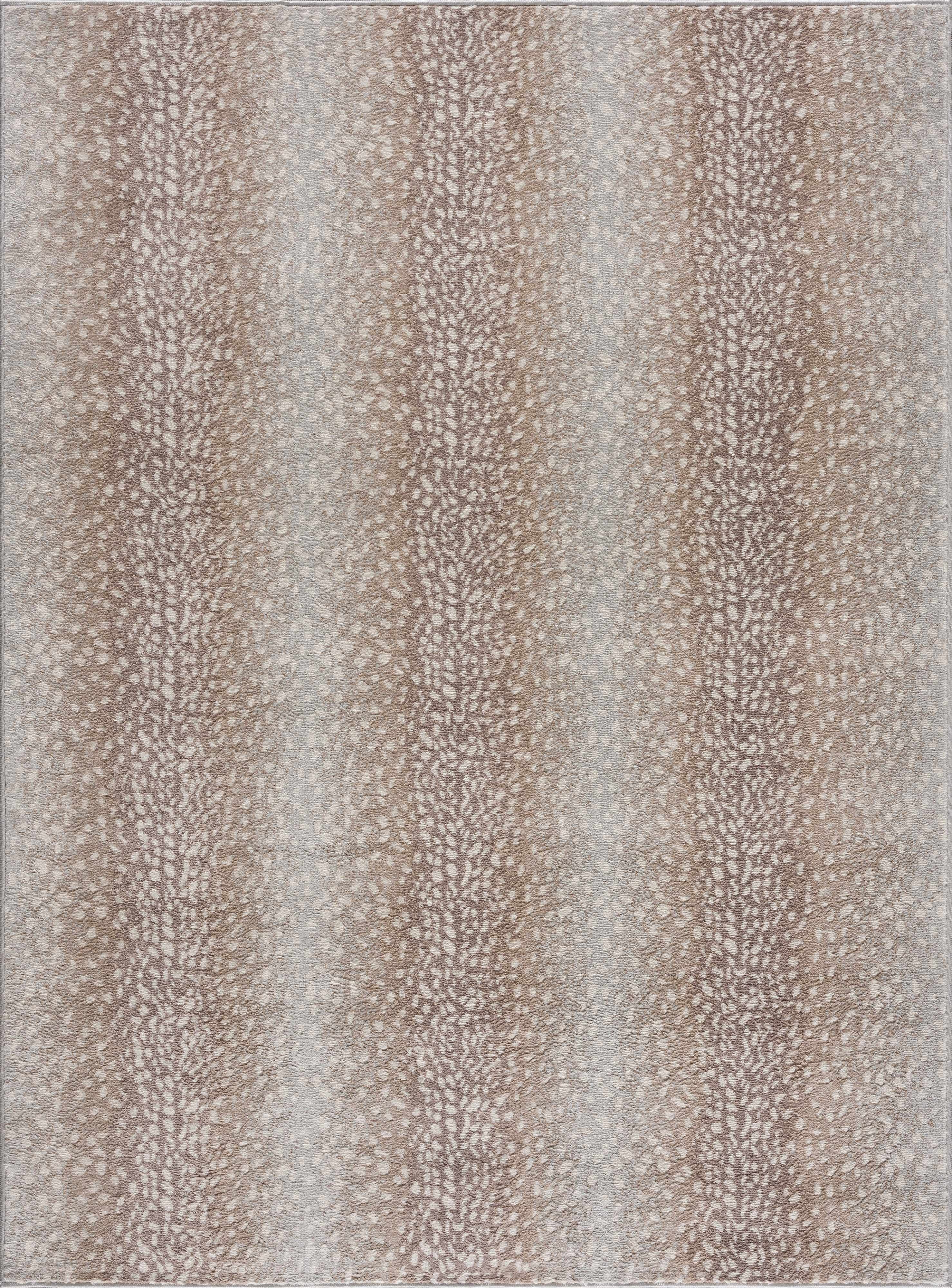 Hauteloom Pointblank Modern Animal Print Area Rug for Living Room, Bedroom - Bohemain Leopard Print Carpet - Contemporary Antelope Print Rug - Gray, Brown, Beige - 7'10" Round Rug