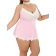 thumbnail image 6 of LapaPlus Women's Plus Size Lingerie Sleepwear Lace Mesh Sleepshirt, XL-5XL Pink, 6 of 6