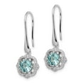thumbnail image 2 of Finest Gold Sterling Silver Rhodium Plated Aqua & White CZ Dangle Earrings, 2 of 3