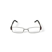 Contour Mens FM9214 Rectangular Prescription Eyeglasses with Case, Shiny Silver