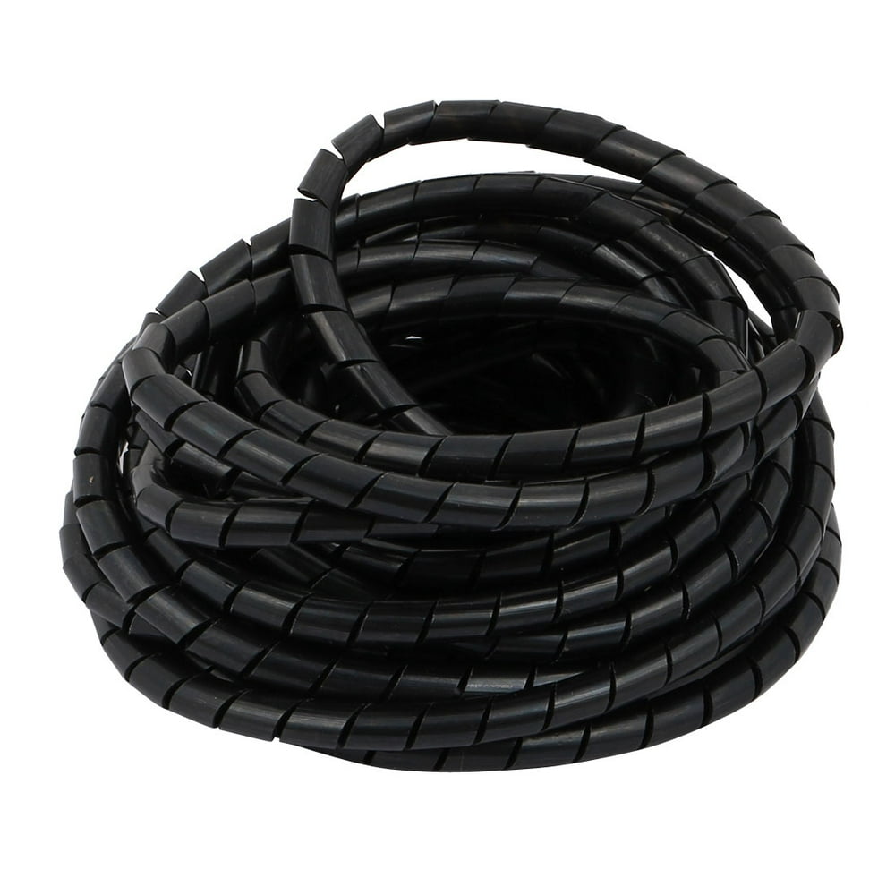 Unique Bargains 8mm Diameter Flexible Spiral Tube Cable Wire Wrap Manage Cord Black 5Meters Long