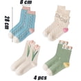 thumbnail image 5 of 4 Pairs Women's Socks Colorful, Socks for Women, Womens Floral Socks, Novelty Pattern Frilly Patterned Socks Comfort Cuff Embroidered Casual Socks, 5 of 8