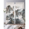 thumbnail image 4 of Chinese Ink Painting Sheer Curtains 84 Inches Long 2 Panels Set, Window Sheer Curtains for Living Room/Bedroom, Mountain Cloud Modern Art Light Filtering Rod Pocket Curtain 52''x84''x2, 4 of 8