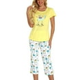 thumbnail image 4 of SWSMCLT Women's Cotton Pajama Set Cute 2 Piece Short Sleeve Shirt Capri Pant Pj Sleepwear Cartoon Lounge Set Comfy Summer Loungewear V Neck Patterned1 X-Large, 4 of 4