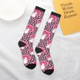 thumbnail image 5 of Knee High Socks for Women Men Athletic - Pink Leopard Print Mushroom Thigh-High Black Sole Comfort Breathable Long Socks for Casual Travel Running, 5 of 7