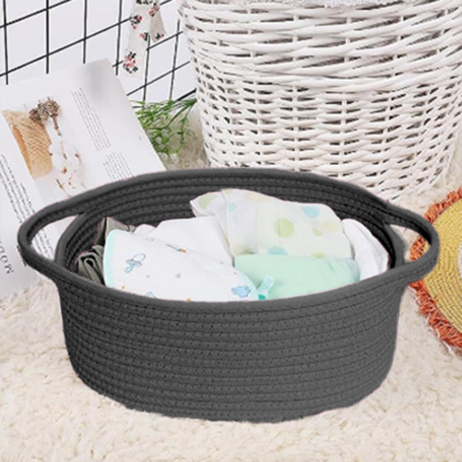 1 Pcs Small Basket Empty Gift Basket, Small Woven Burr Basket with Gift Bags and Ribbons Durable Baskets for Baby Showers Christmas Easter with Gift Bags and Ribbons 11.81 x 5.1"
