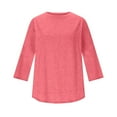 thumbnail image 6 of Lixiuxyad Women Basic Tee Athletic Sun Casual Crewneck 3/4 Sleeve Solid Color Tee Shirt Top For Outdoor Sports,Red, 6 of 6