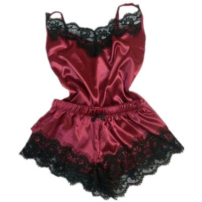 

Sinhoon Women s Sexy Lingerie Satin Lace Pajamas Two Piece Set