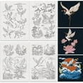 thumbnail image 1 of 23Pcs Cranes Water Soluble Hand Sewing Stabilizers 8.3"x11.7" Cranes Bird Landscape Embroidery Pattern Stabilizer 4 Sheets Animal Stick and Stitch Embroidery Paper Sticker, 1 of 8