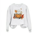 thumbnail image 4 of Women's Halloween Sweatshirts Pumpkin Print Sweatshirt Cute Graphic Crewneck Sweatshirt Funny Long Sleeve Tops Basic Pullover for Spring Autumn Winter White XS, 4 of 4