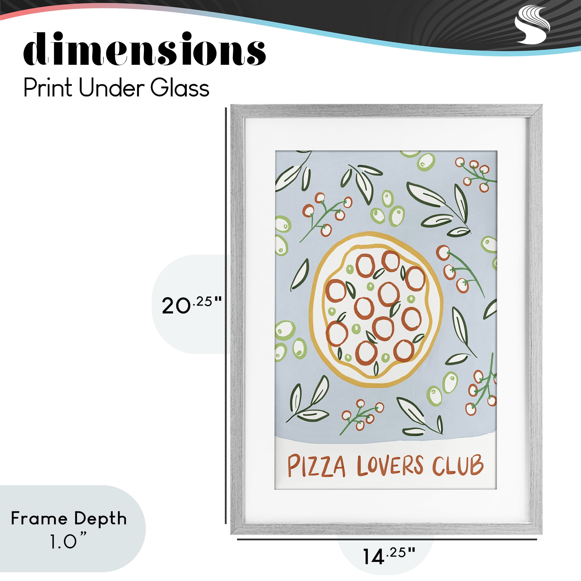 Stupell Industries Pizza Lovers Club Gray Framed Print Under Glass, design by Amanda Houston