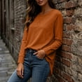thumbnail image 6 of yillto Tshirts for Womens Long Sleeve Basic Shirts Sofy Stretchy Crew Neck Solid Color Loose Tees, 6 of 7