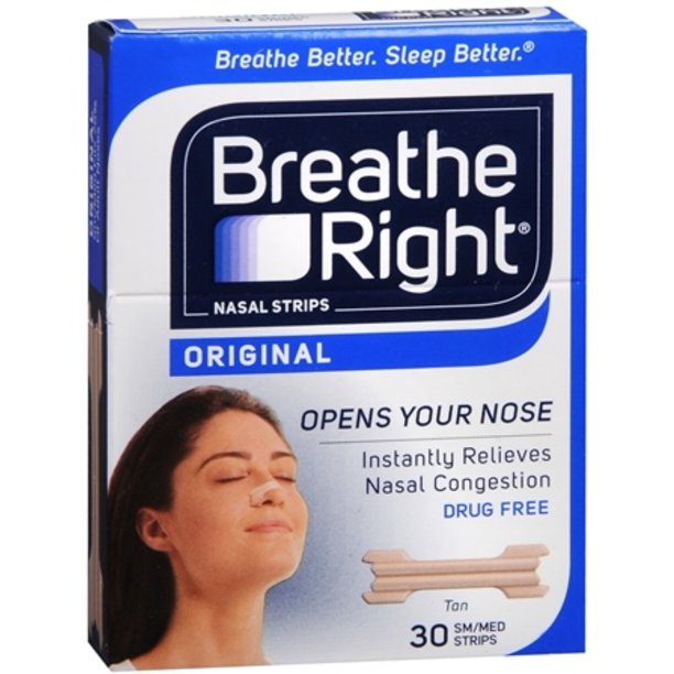 Breathe Right Nasal Strips Original Tan Small/Medium 30 Each (Pack of 2)