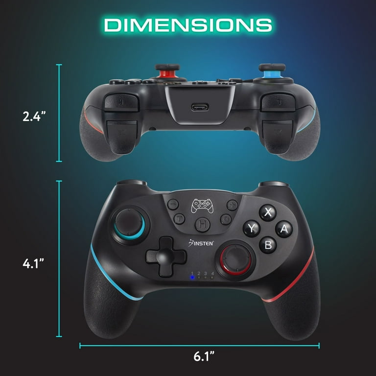 Insten Wireless Controller For Nintendo Switch, Oled Model, Lite, With  Programmable Buttons, Gyro Axis, Vibration, Turbo, Blue : Target