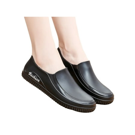 

UKAP Women s Kitchen Cotton Lining Slip On Rain Boots Women Flat Work Shoe Comfortable