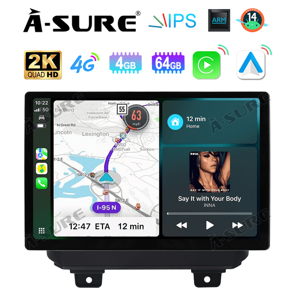 Asure 13.1" 4 64G Car Stereos For Jeep Wrangler JL (2018-2022) with Android Auto and CarPlay Radio/BT 5.0/Navi