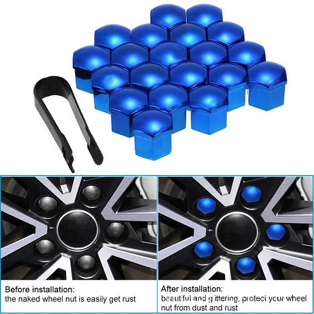 40 Pieces Nut Caps,17 mm Wheel Nut Cap Plastic Universal Tyre Nut Covers Wheel Bolt Nut Caps Covers Hexagonal Car Tire Screw Cap Protection with Removal Tool Set for Cars Easy to Install Black